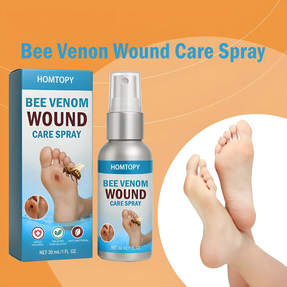 Bee Venom Care Spray 30ml bottle for foot and body skin care, universal skin type