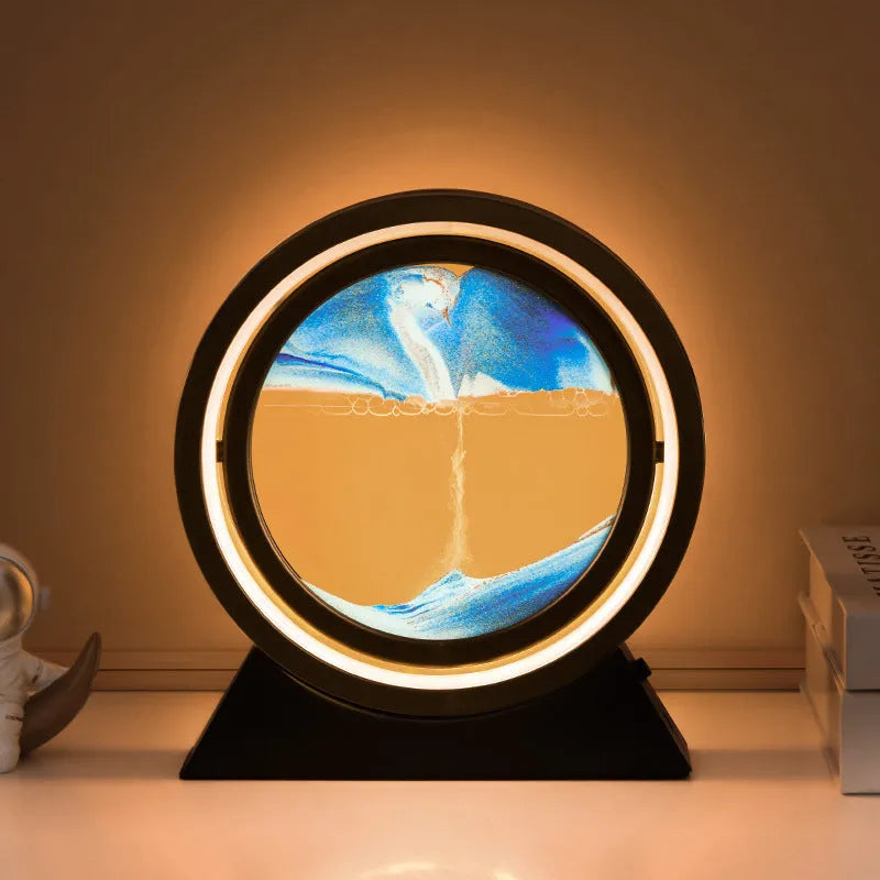 3D dynamic art ornament with quicksand effect, glass and plastic, 24cm high, in blue, gold, green, grey, purple or red