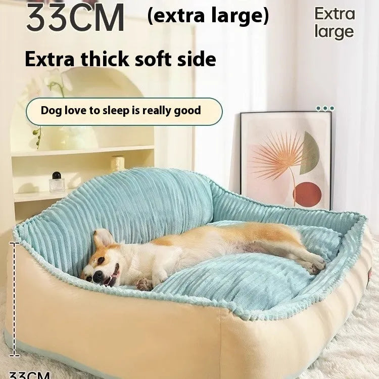 Morandi coloured washable pet bed kennel for dogs and cats, shown in L size.