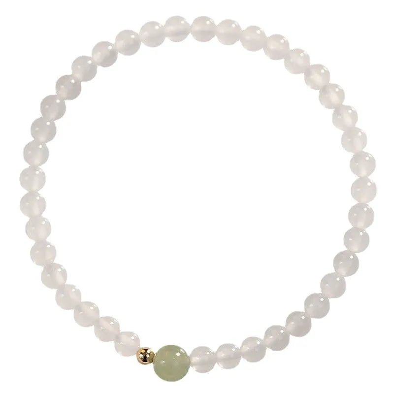 Natural Hetian jade white agate women's bracelet with New Chinese style design measuring 15cm