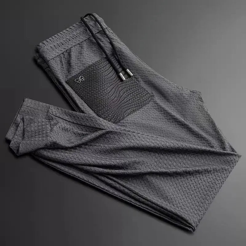 Men's anti-wrinkle houndstooth jacquard slim-fit short sleeve suit set in gray suit colour