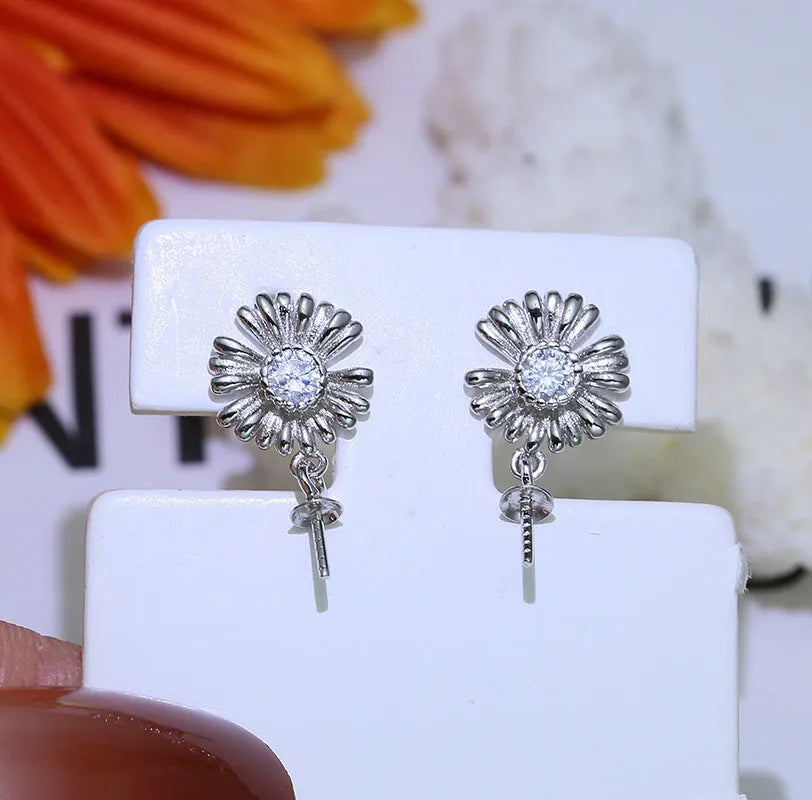 S925 sterling silver Baroque floral earrings with a silver ring holder in gold and silver colour options.