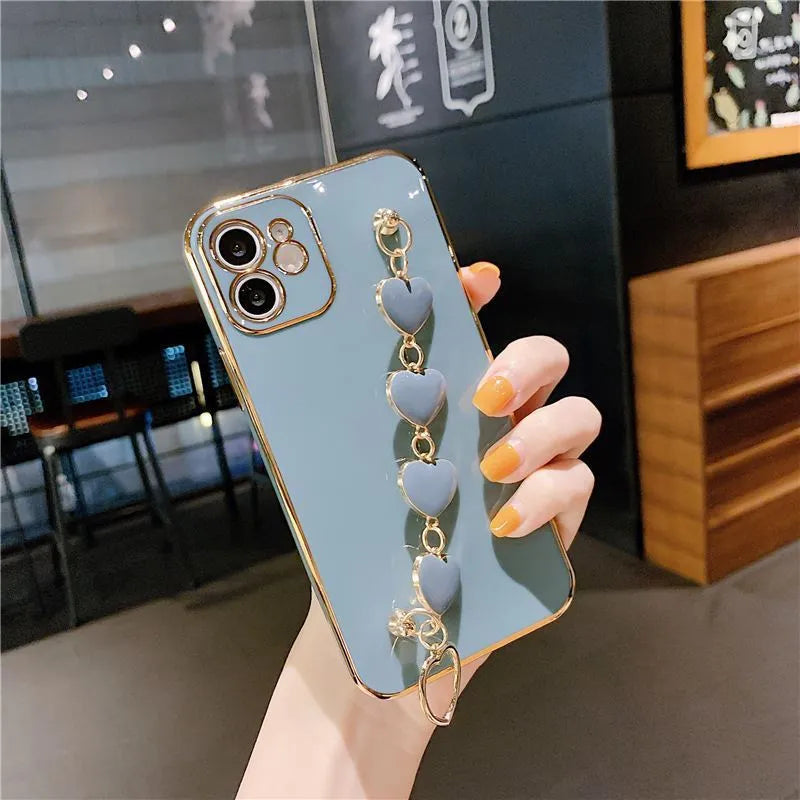 Samsung Galaxy silicone phone case with glass bracelet component in solid colour options