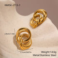 Gold 18K plated stainless steel geometric circle stud earrings for women