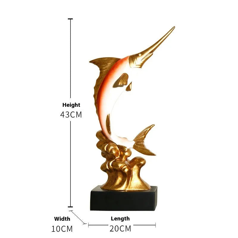 European swordfish decorative craft in resin and plastic material with colour options