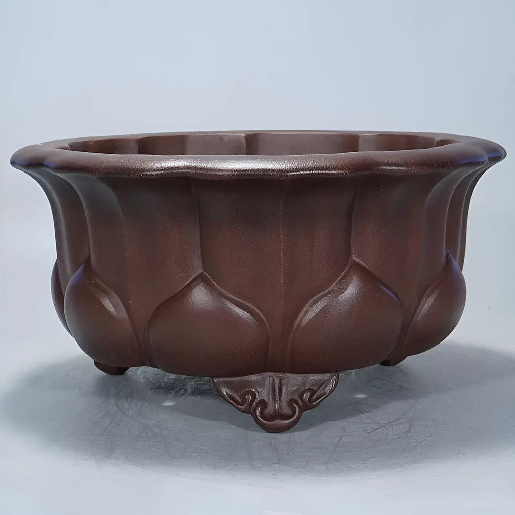 Antique-style purple clay succulent flower pot measuring 37cm square and 20cm tall.