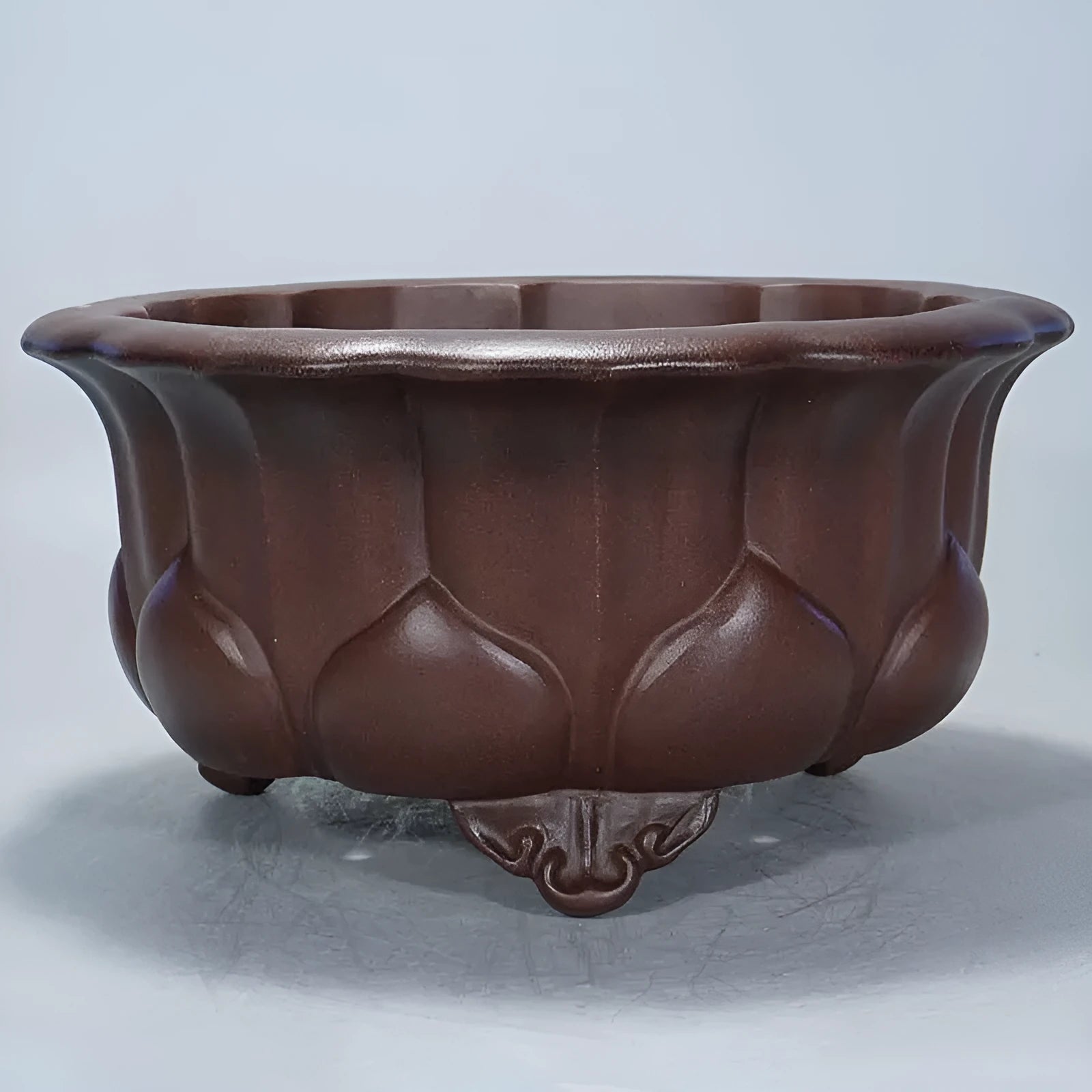 Antique-style purple clay succulent flower pot measuring 37cm square and 20cm tall.