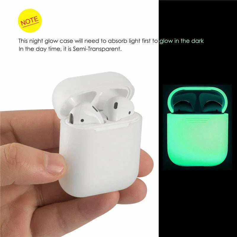 Luminous solid colour silicone flip-top protective case for AirPods.