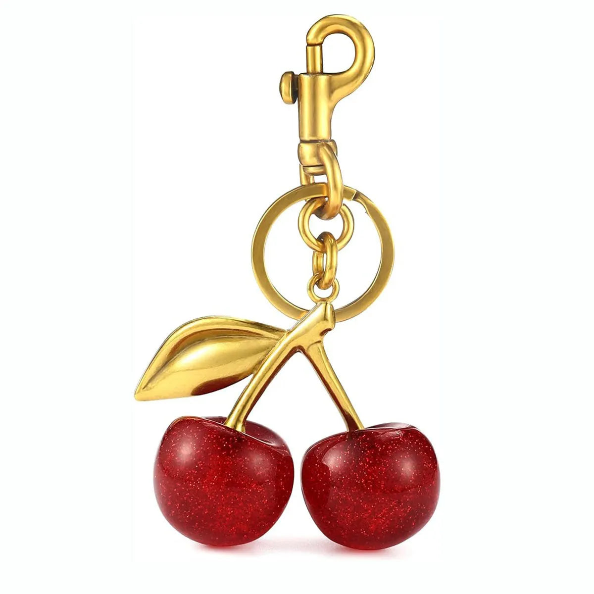 Zinc alloy 3D cherry keychain pendant in red and pink colour options