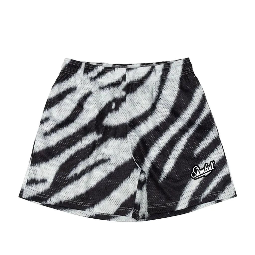 Men's leopard print quick-dry sports shorts with animal pattern design for basketball and gym workouts