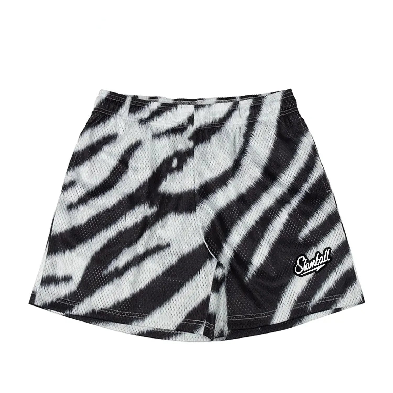 Men's leopard print quick-dry sports shorts with animal pattern design for basketball and gym workouts