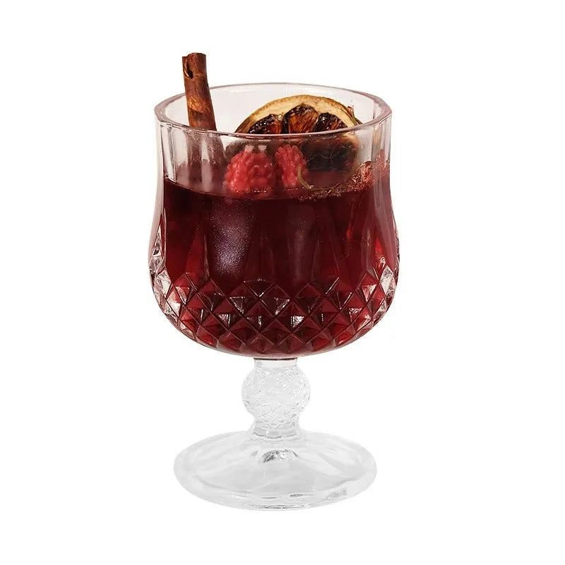 Glass goblet aromatherapy candle with French mulled wine style and jelly crystal design