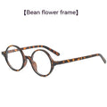 Retro round glasses frame with flat mirror lenses in bright black colour option