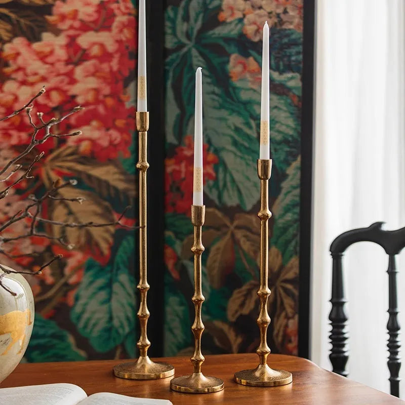 Handmade aluminium candlestick decoration for dining table candlelight dinner, three sizes available