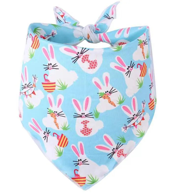 Easter pet party decor kit with two plush carrots, triangle bib, and hair hoop in multicolour polyester cotton rope