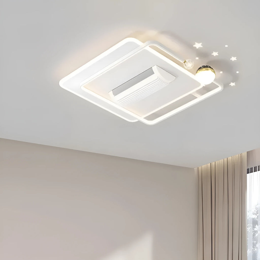 Leafless fan lamp ceiling light offline voice control 110cm PVC Nordic style