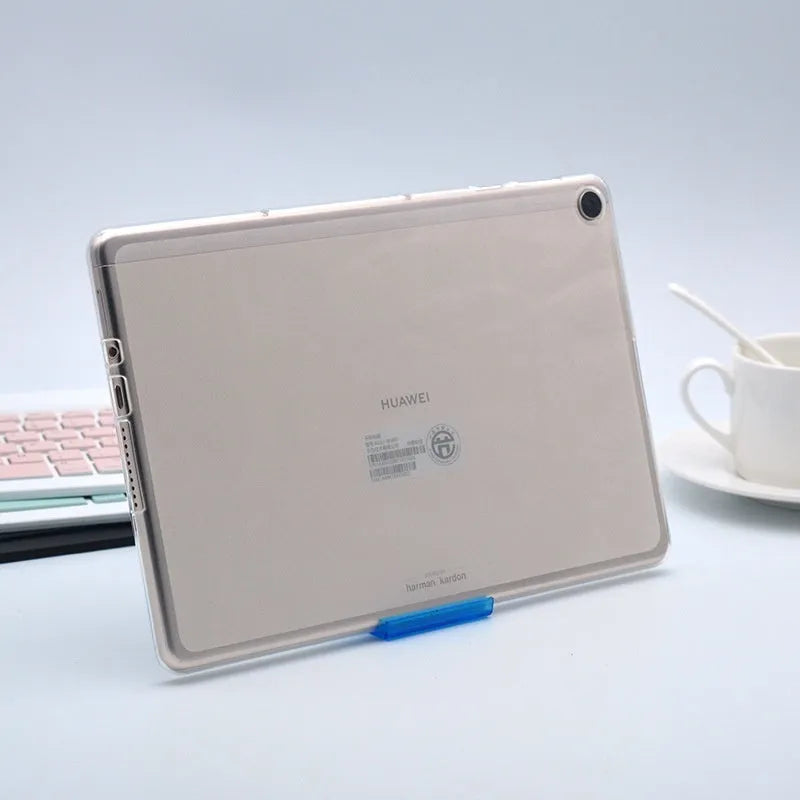 Clear transparent white ultra-thin silicone tablet protective case on tablet