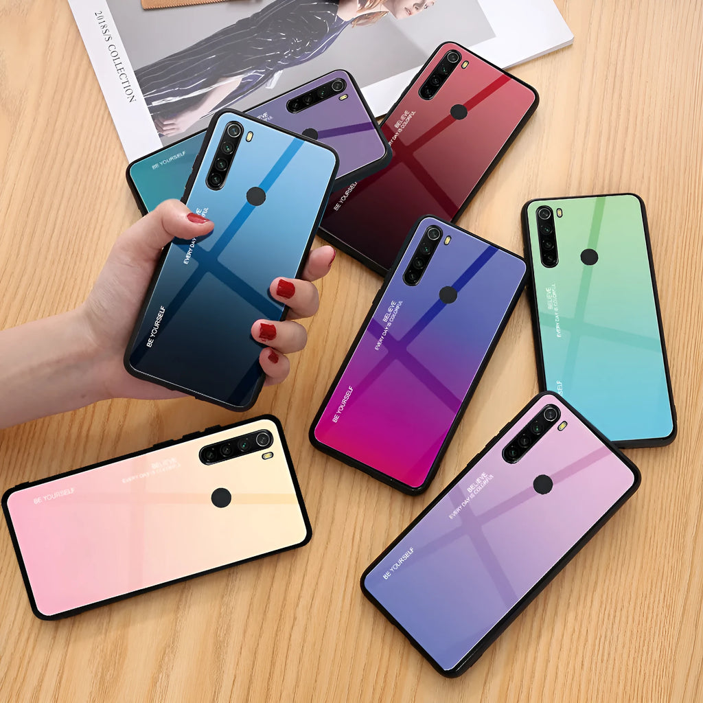 Gradient 6A glass all-inclusive back cover phone case for VIVO X27 in a simple solid colour style