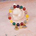 Hand-woven agate bracelet with 10mm Swallowing Gold Beast beads in animal design