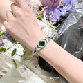 Heavy-duty retro copper bracelet with round zircon emerald accents in SL1266 colour