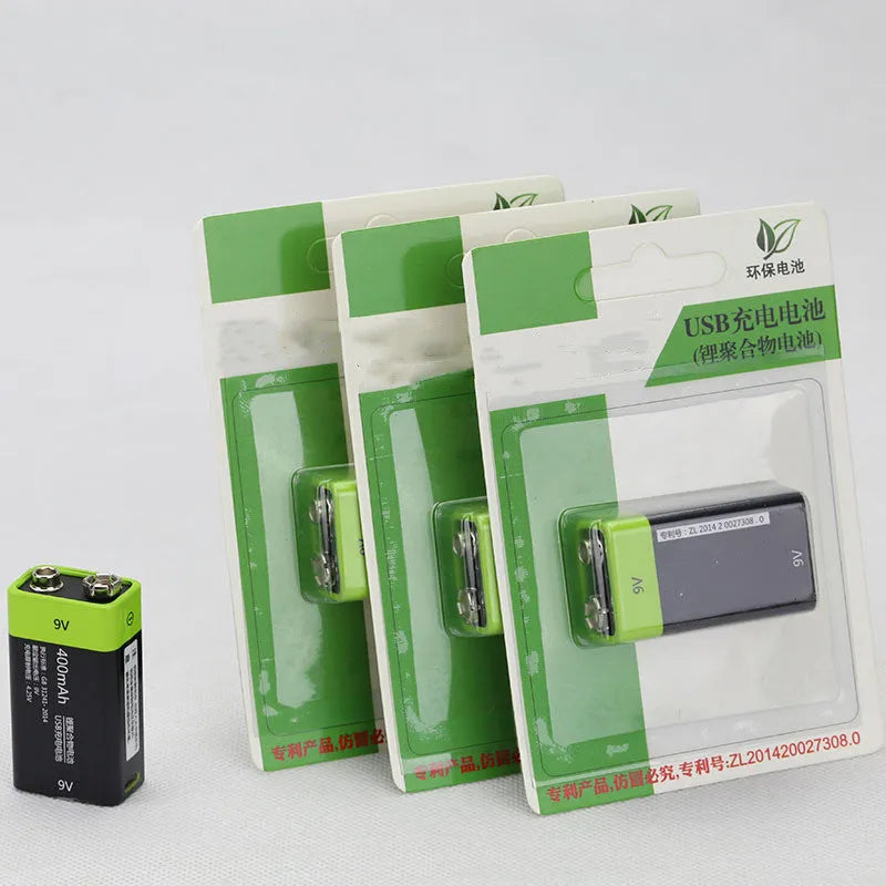 9V rechargeable lithium polymer battery 400mAh for sensors and appliances