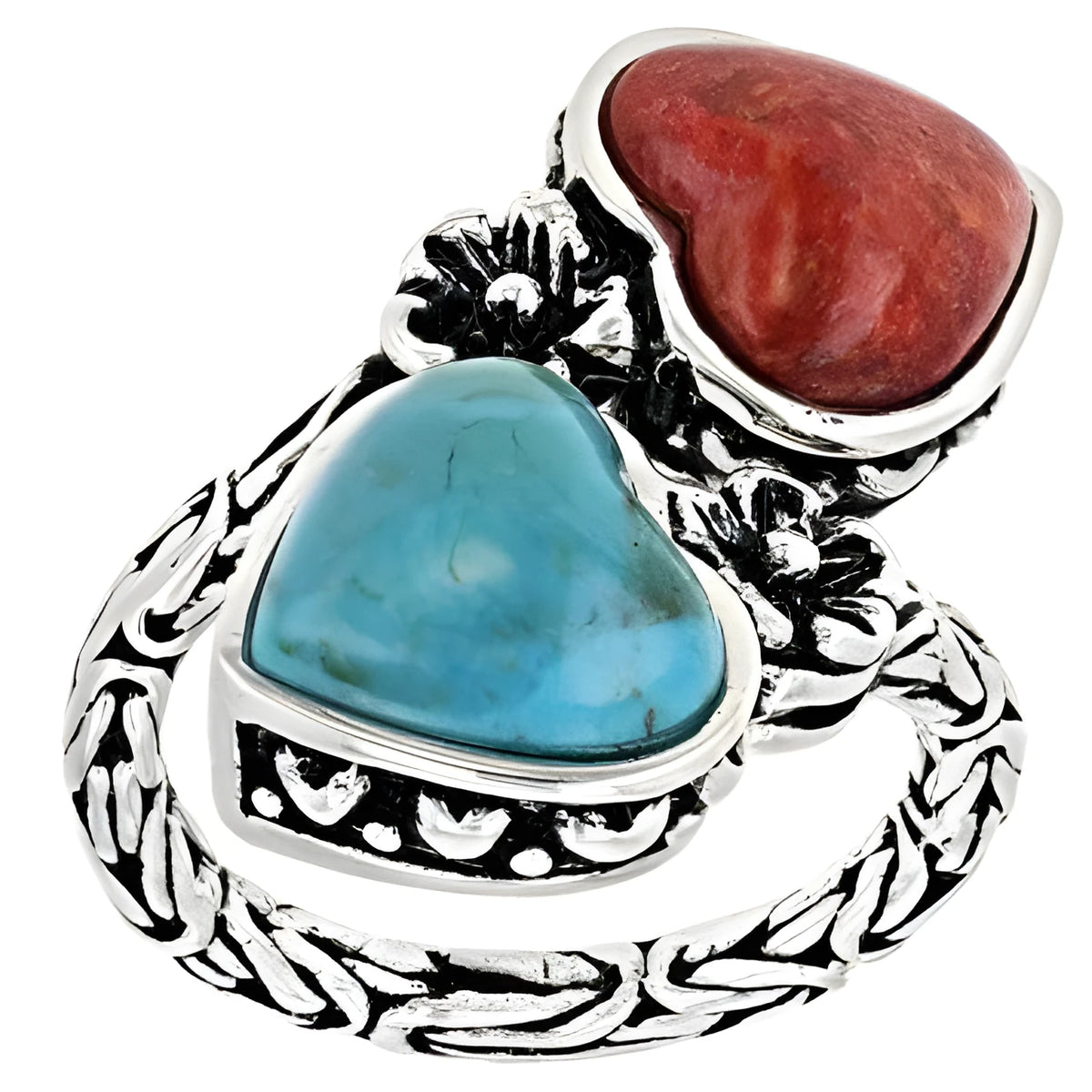 Antique silver alloy turquoise ring for women with insect design, available in sizes 5 to 11