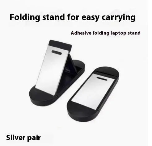 Compact foldable aluminum alloy laptop bracket with 3M adhesive for screen support