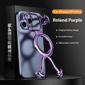 Magnetic iPhone case in bright silver with hollow design for heat dissipation and drop resistance.