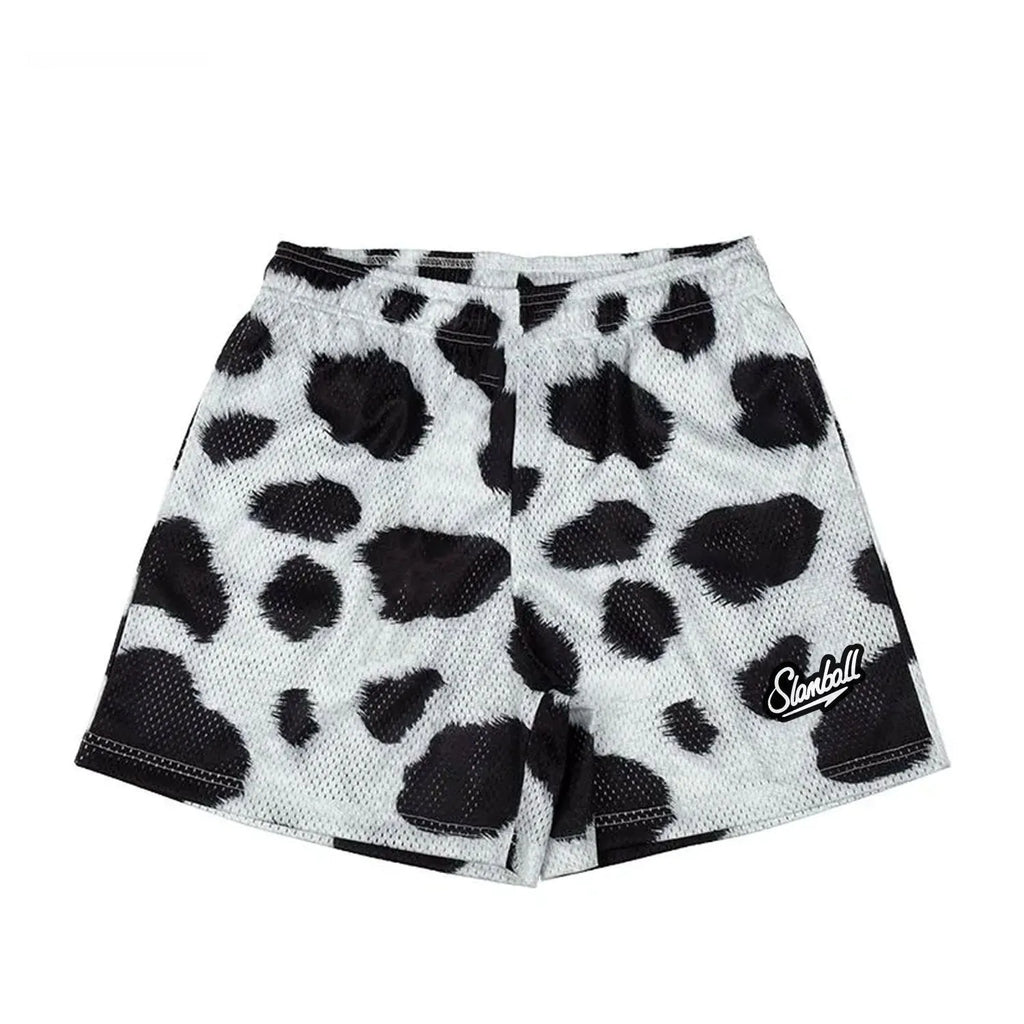 Men's leopard print quick-dry sports shorts with animal pattern design for basketball and gym workouts