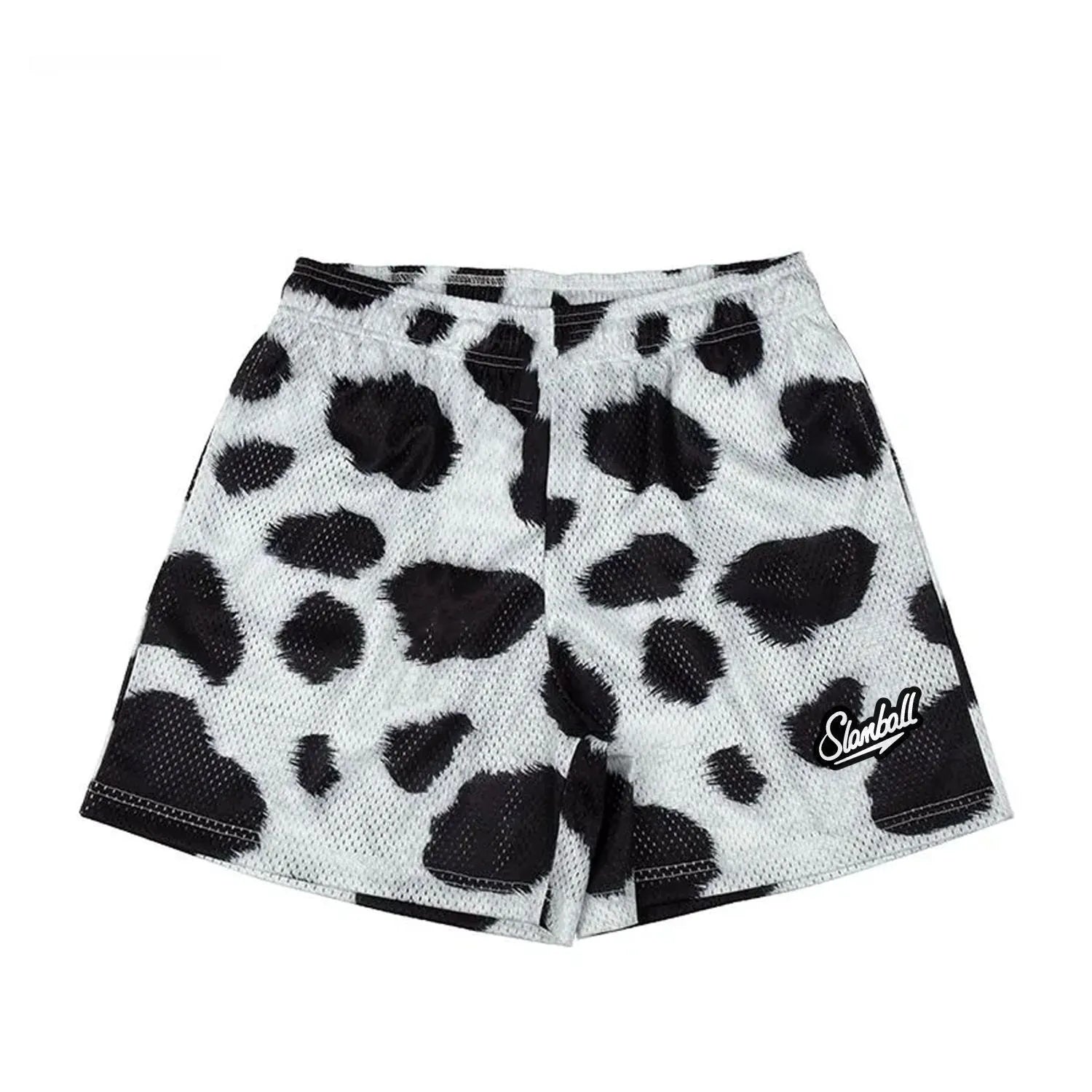 Men's leopard print quick-dry sports shorts with animal pattern design for basketball and gym workouts