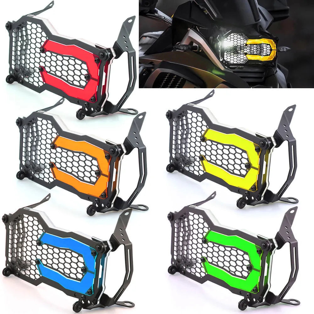 BMW motorcycle headlight protective cover with quick-release bracket in choice of five colours