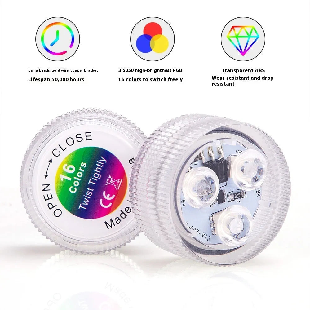 Compact remote control LED diving light for aquarium and fish tank illumination.