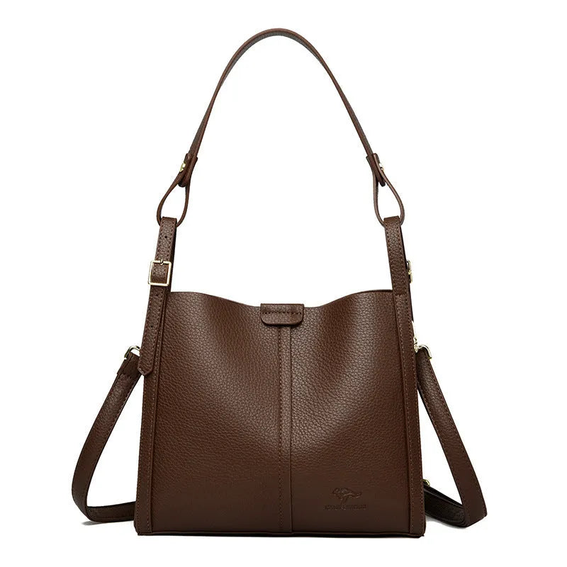Soft PU retro shoulder bag in vertical square shape with internal organiser compartments in selected colour