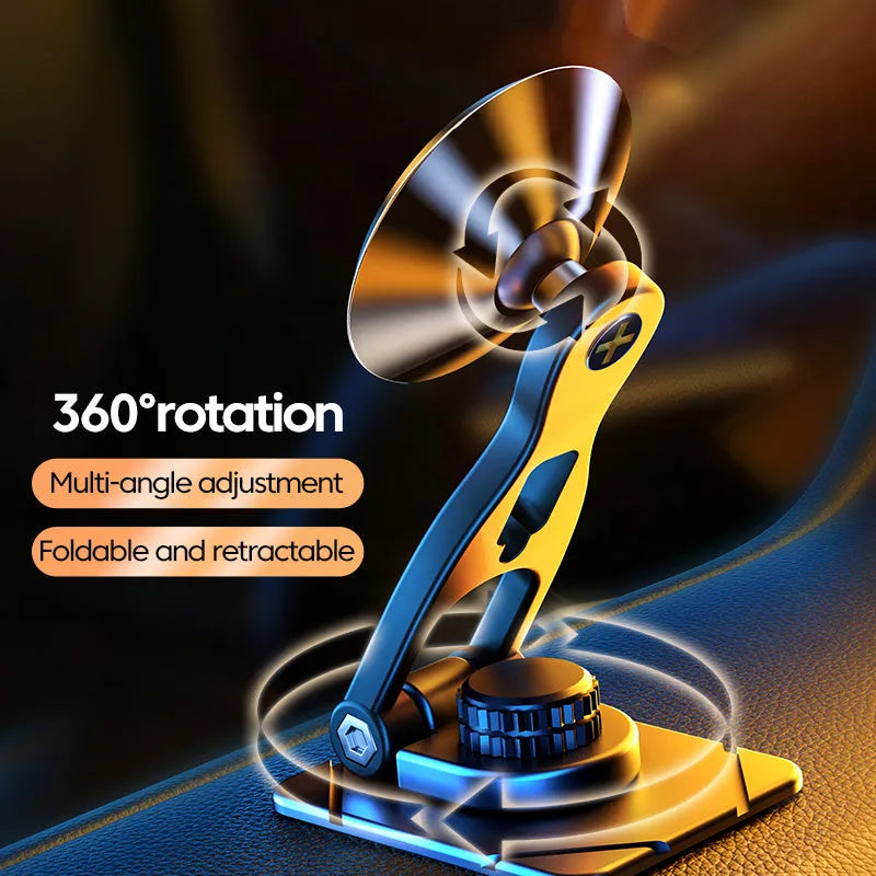 Telescopic folding car phone holder with magnetic suction mount for dashboard installation