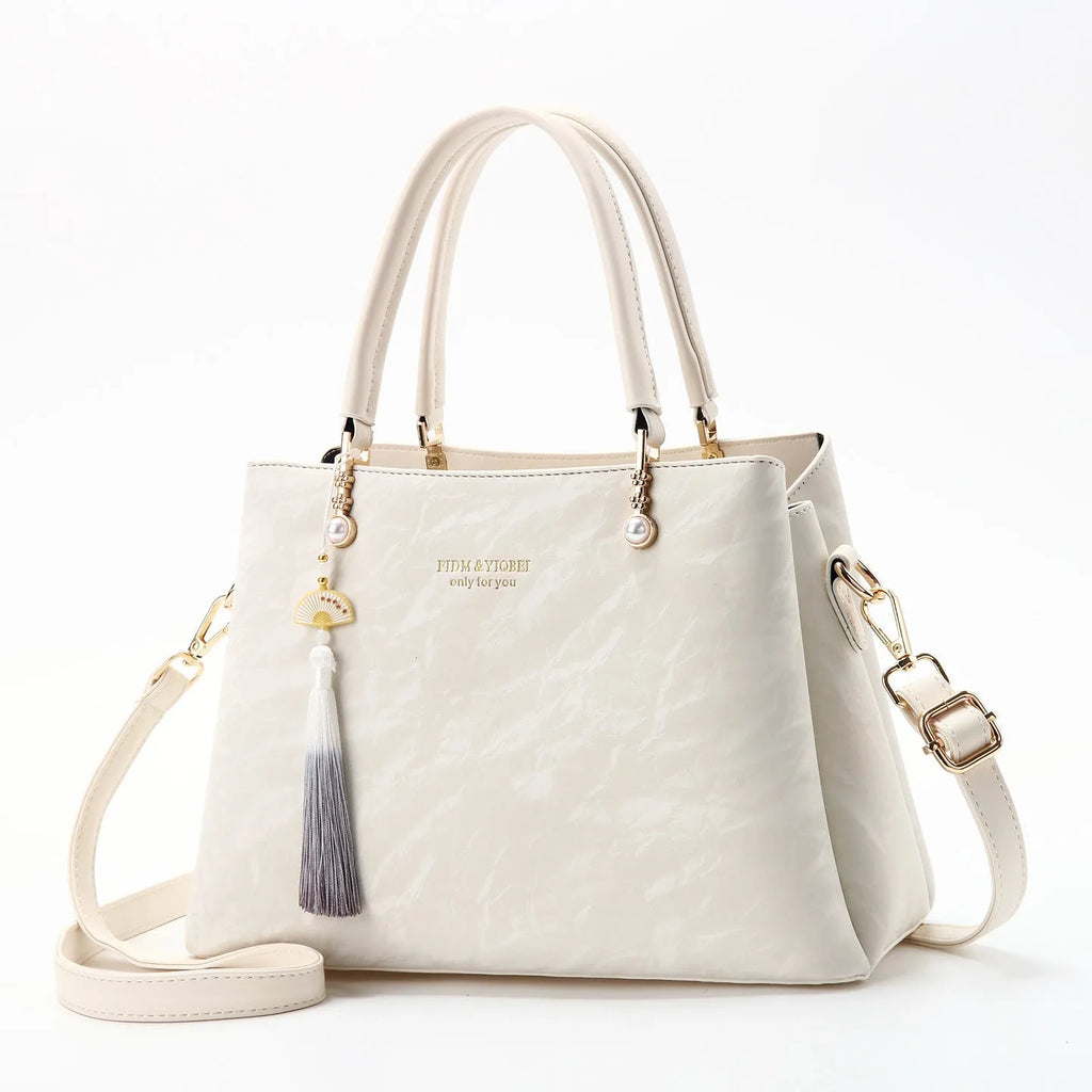 Women's horizontal square PU leather shoulder bag in ethnic style colours
