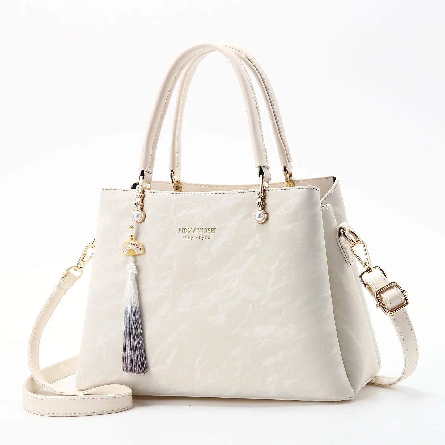 Women's horizontal square PU leather shoulder bag in ethnic style colours
