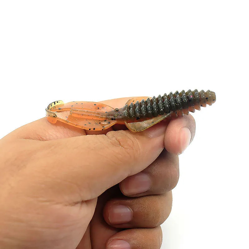 PVC fishing soft bait lure in 8cm and 12cm sizes showing twelve different colour pattern options