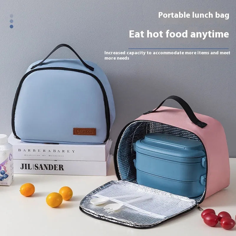 Large insulated lunch bag in textured cloth, shown in purple colour.