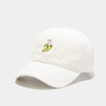 Adjustable baseball cap with banana embroidery in seven colour options