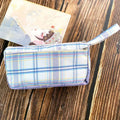 Double-layer canvas stationery bag with striped pattern in square design showing colour grid options
