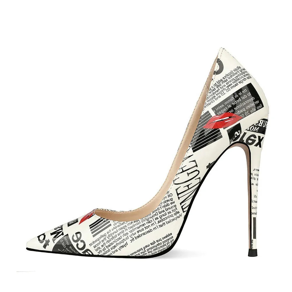 Women's pointed toe stiletto heels with rhinestone decoration on solid colour microfiber upper, 12cm heel height