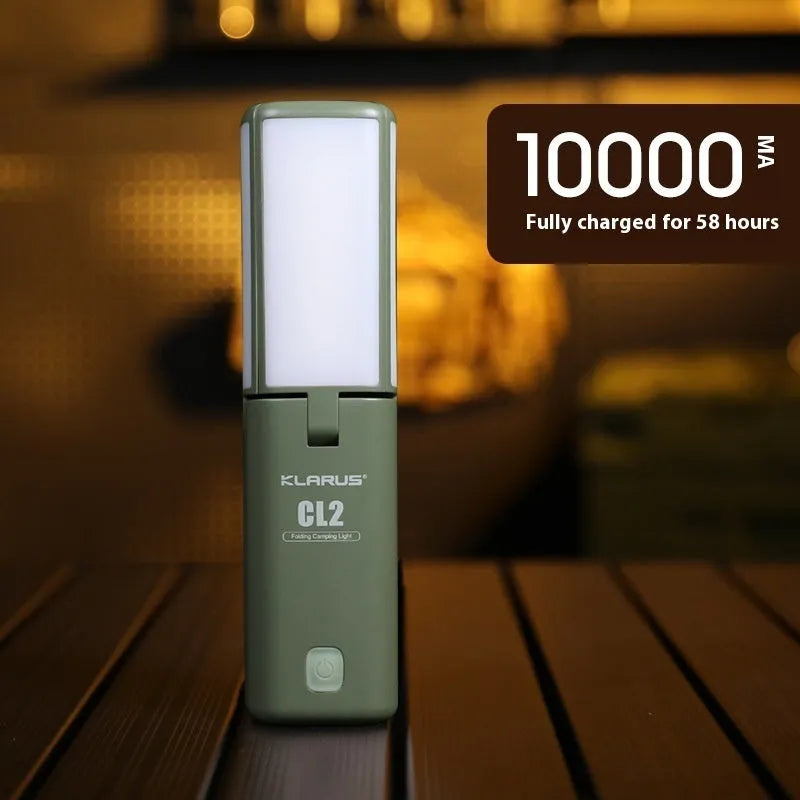 White and green rechargeable outdoor camping lamp with USB charging cable