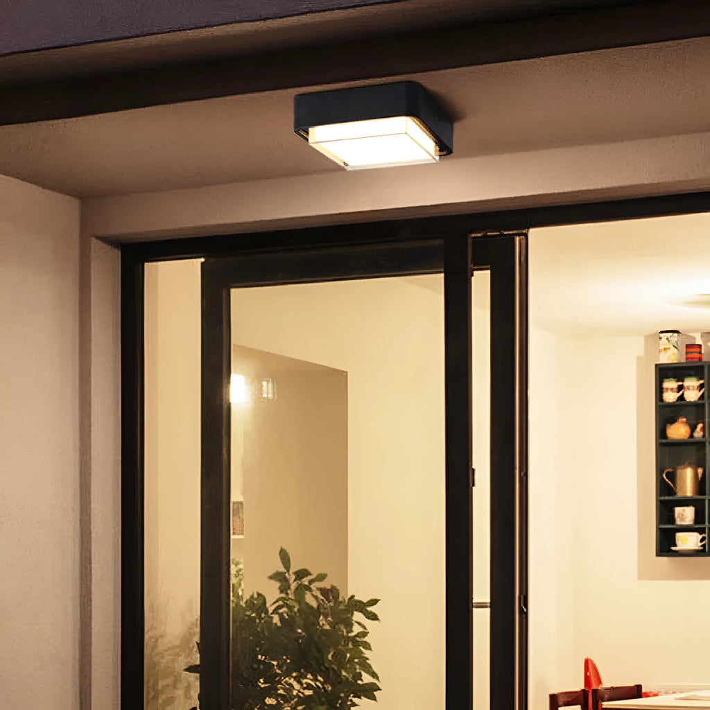 Insect-proof ultra-thin outdoor ceiling lamp in white, with LED light and powder-coated finish