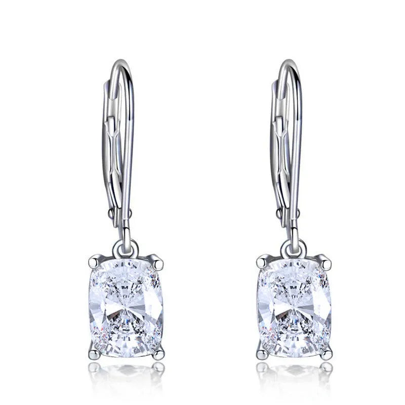 Simple geometric zircon earrings on copper base, available in six electroplated colours