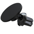 Black aluminium alloy magnetic car phone holder attached to vehicle air vent