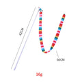 Cat wand toy with polycarbonate handle and long plush strip in vibrant colours, shown with bell attachment.
