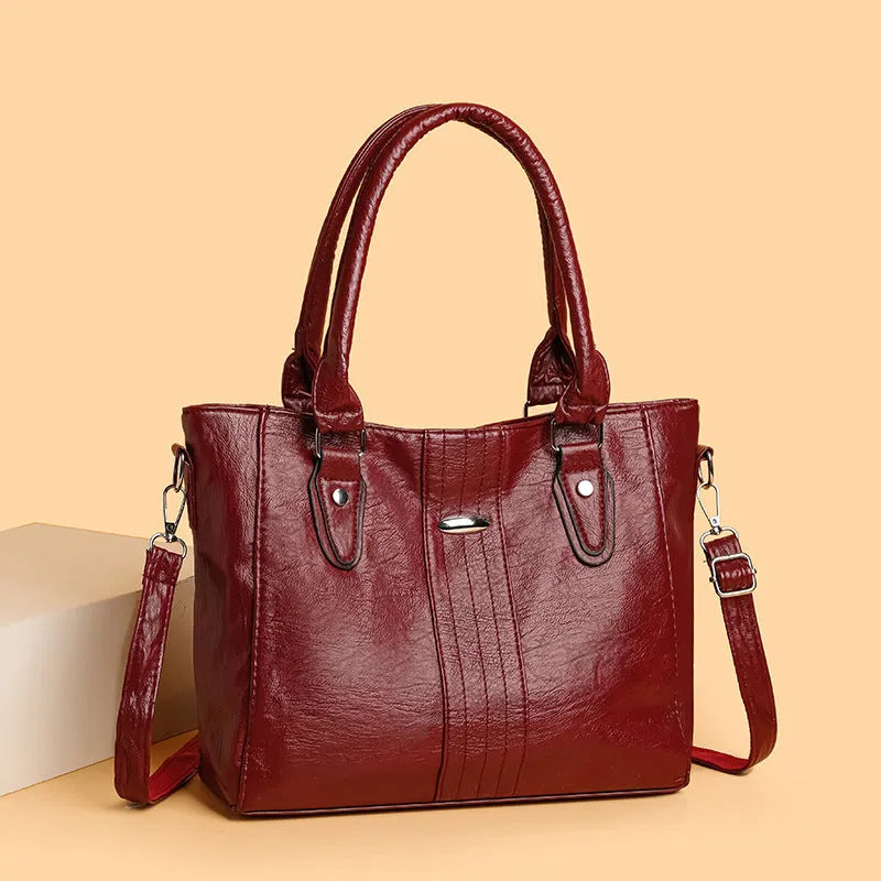 Women's soft PU casual shoulder bag in dark gray with simple design