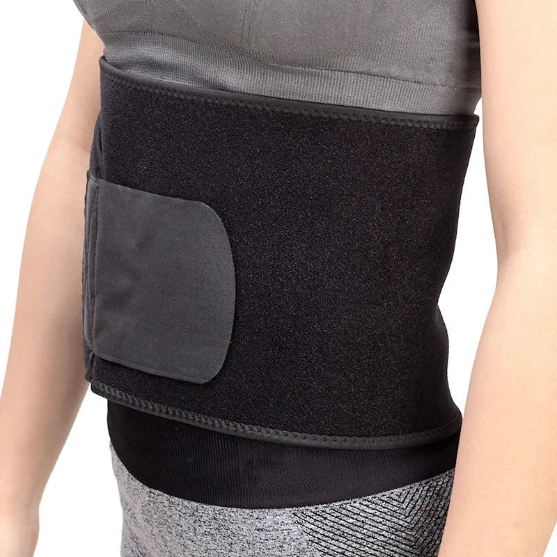 Black adjustable waist belt for yoga fitness with lumbar support