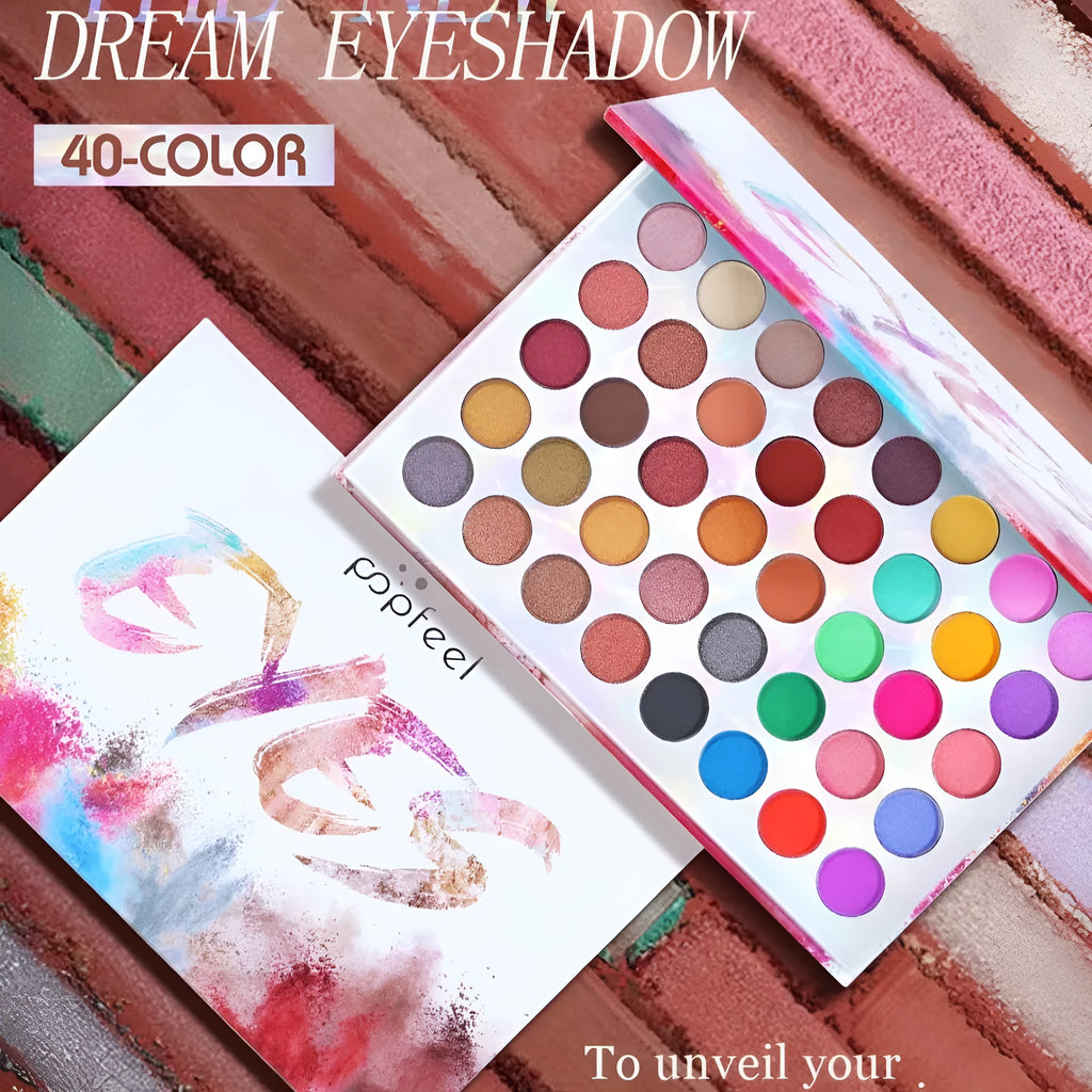 Shimmer matte multi-colour eye shadow palette with ten shades including purple, blue, black, sky blue, caramel, watermelon red, cameo brown, and peacock blue