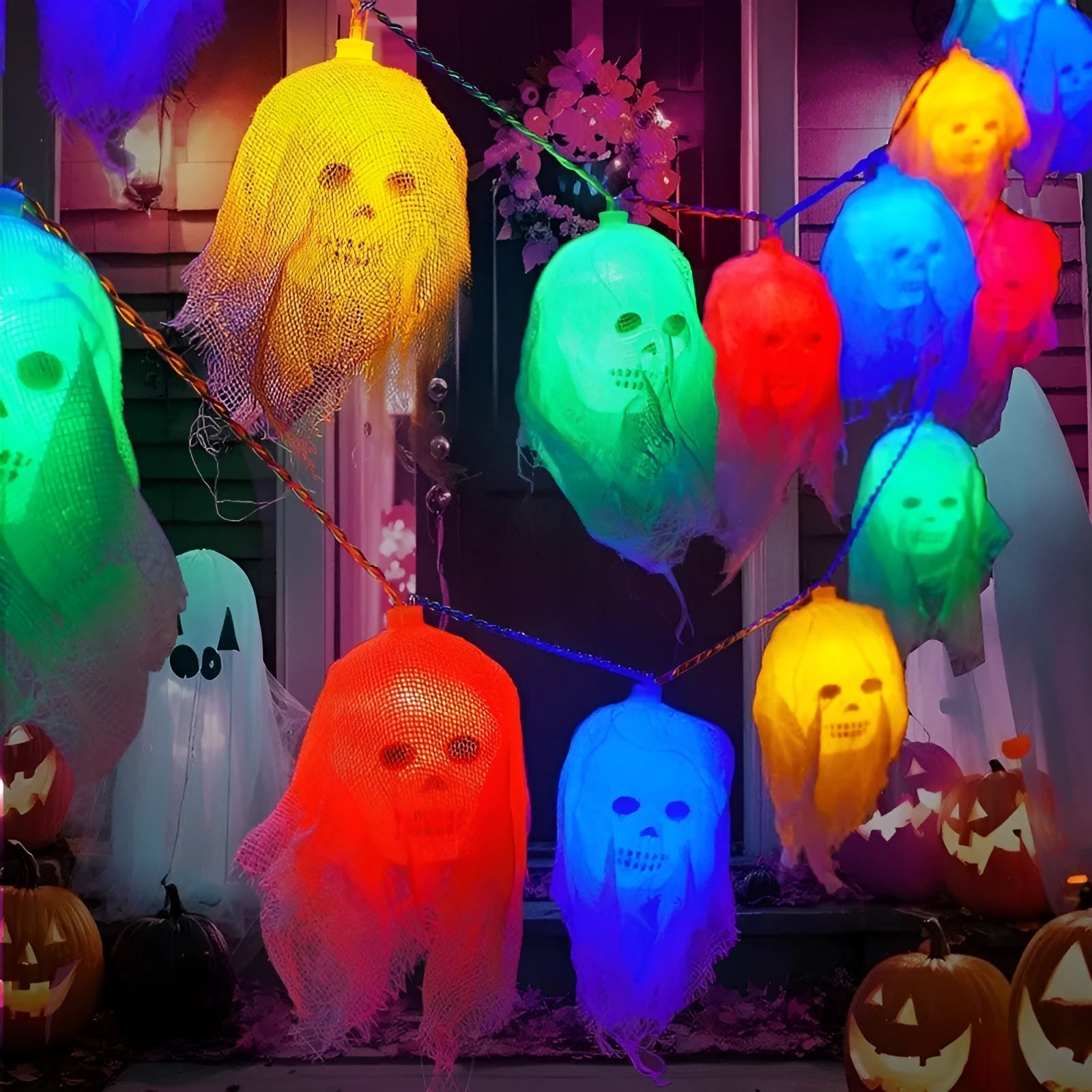 Halloween coloured lights with battery box for indoor wall decoration in plastic housing